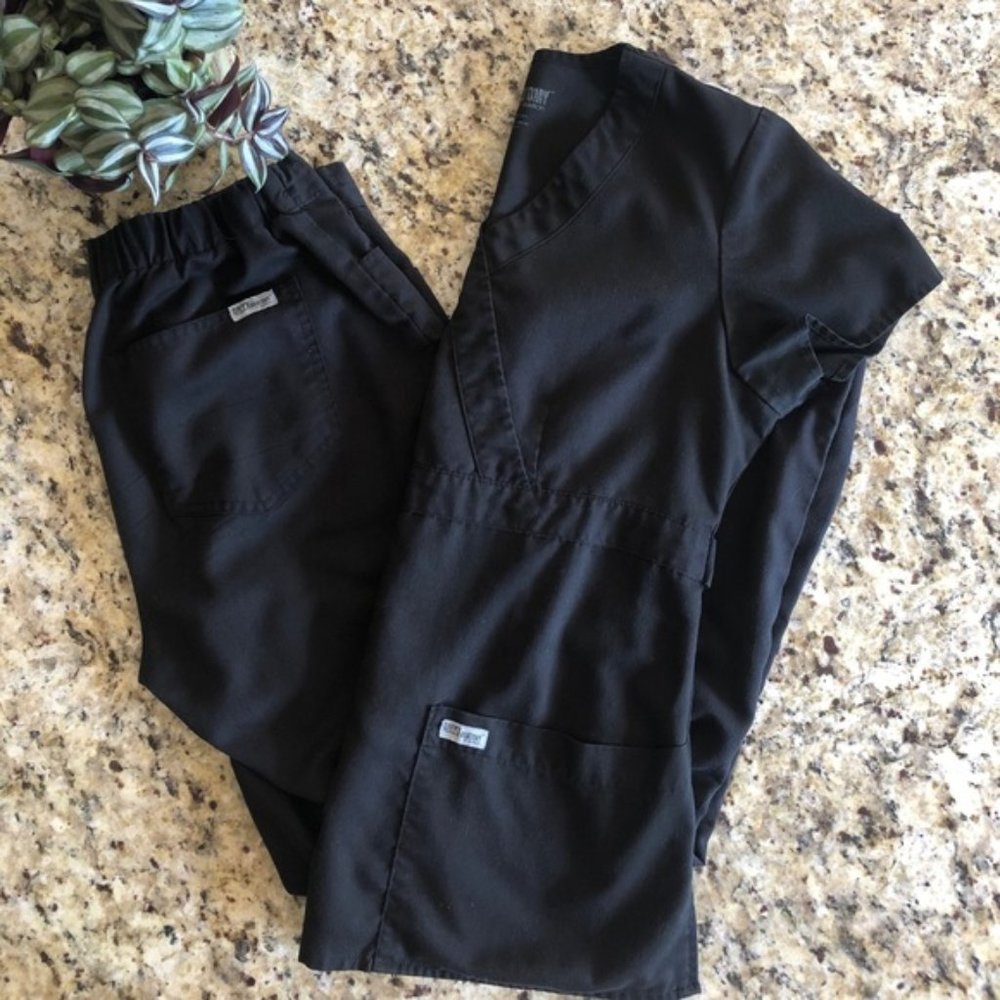 Grey's Anatomy Scrubs, Scrub Set, Black, Sz Small